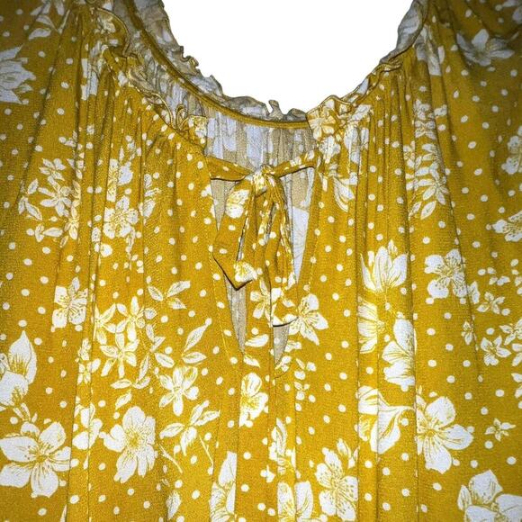 Free People One On One Date Bodysuit Marigold Combo Top Bell Sleeve MED - Picture 6 of 10